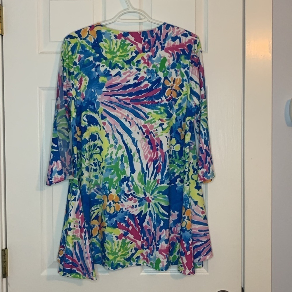 Pleats Collections by Pings Imports Floral Print Tunic 3/4 Sleeves Womens Size M - Picture 5 of 7